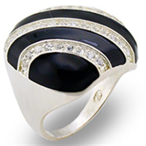 JCE915 High-Polished 925 Sterling Silver Ring with AAA Grade CZ  in Clear