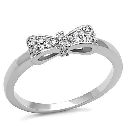 JCE1235 Rhodium Brass Ring with AAA Grade CZ  in Clear