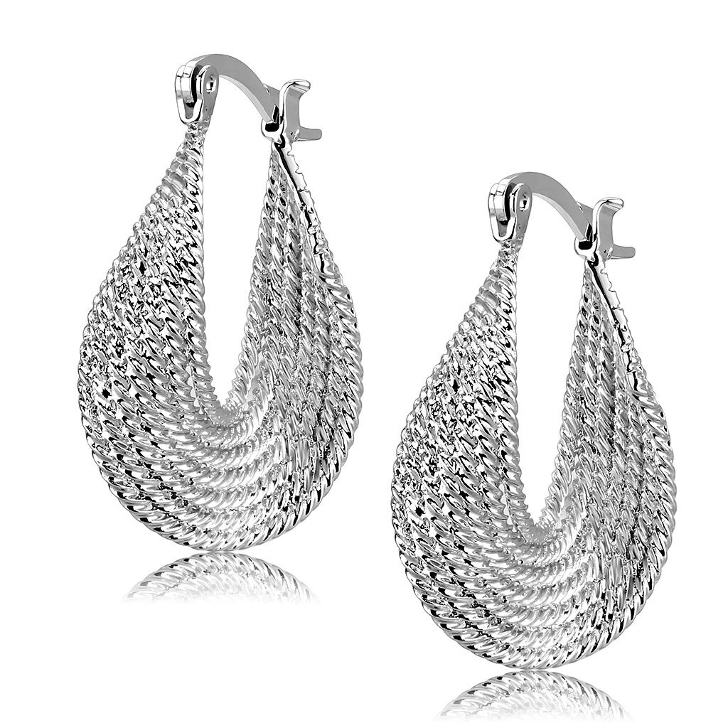 JCE1476 Rhodium Brass Earrings with No Stone