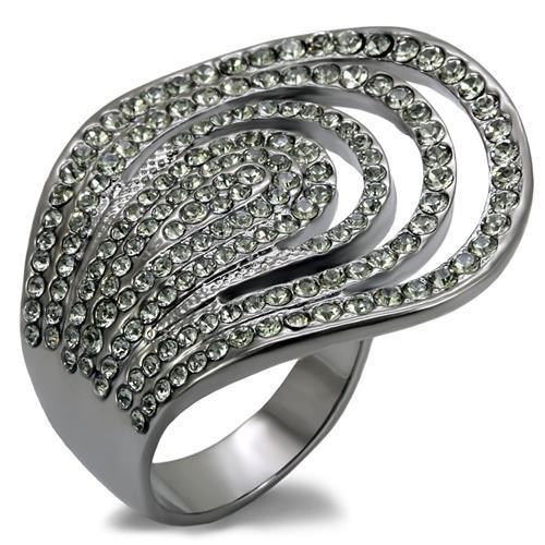 JCE1669 TIN Cobalt Black Brass Ring with Top Grade Crystal  in Black Diamond