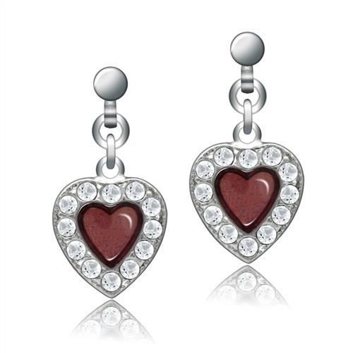 JCE2000 Rhodium White Metal Earrings with Top Grade Crystal  in Clear
