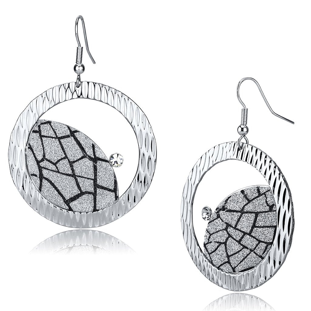 JCE2725 Rhodium Iron Earrings with Top Grade Crystal  in Clear