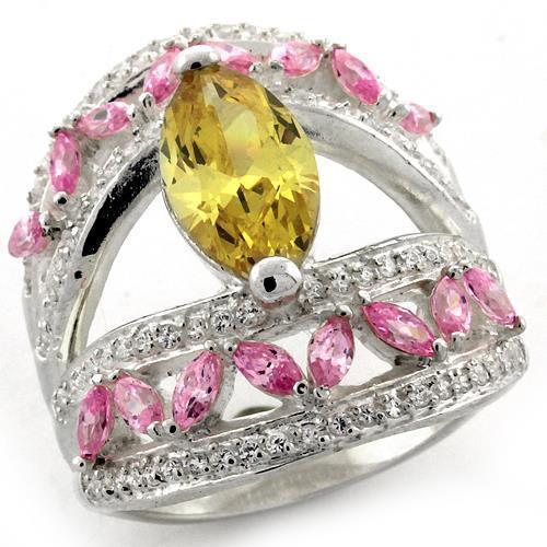 JCEAS1101 High-Polished 925 Sterling Silver Ring with AAA Grade CZ  in Citrine