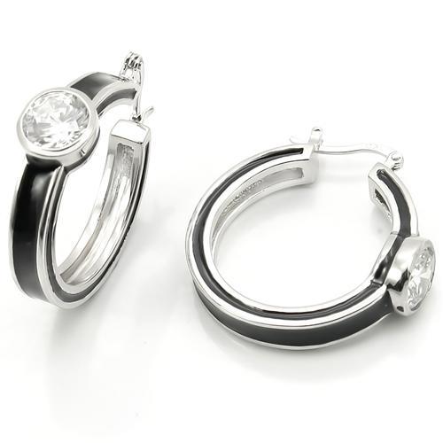 JCES173 Rhodium 925 Sterling Silver Earrings with AAA Grade CZ  in Clear-Default Title