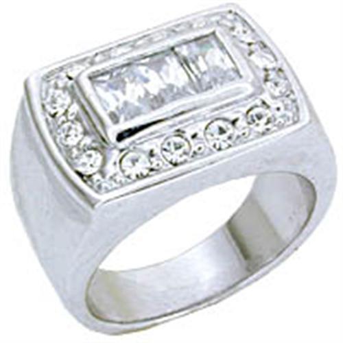 JCE1931 Rhodium 925 Sterling Silver Ring with AAA Grade CZ  in Clear
