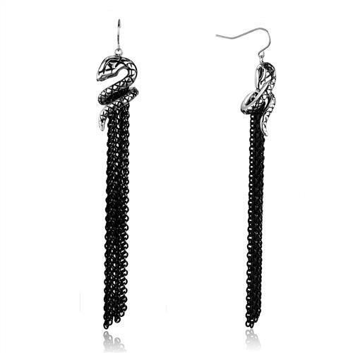 JCE1479 Two-Tone IP Black Stainless Steel Earrings with No Stone