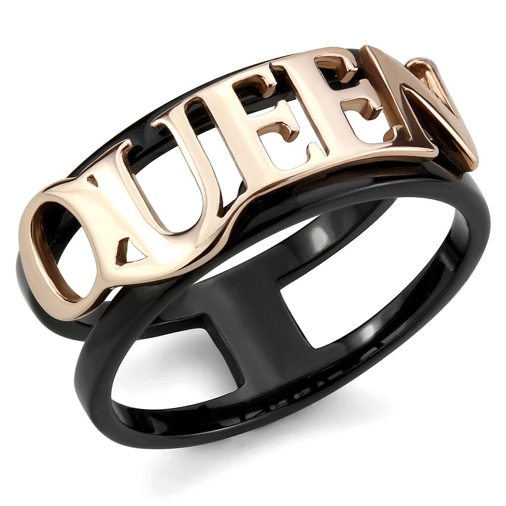 JCE3584 IP Rose Gold+ IP Black (Ion Plating) Stainless Steel Ring with No Stone