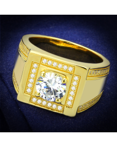 JCE552 Gold 925 Sterling Silver Ring with AAA Grade CZ  in Clear